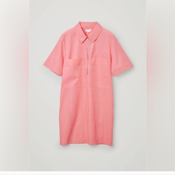 COS Zip Up Coral Shirt Dress Size 10 - Picture 3 of 6